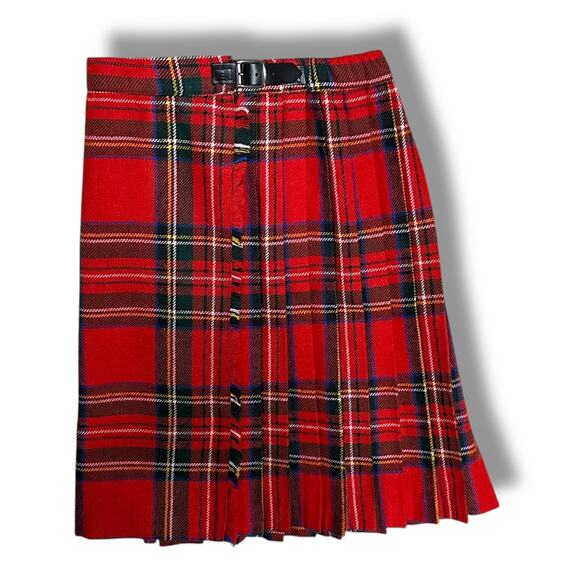 Blarney Skirt Wrap Kilt Wool Blend Red Stewart Tartan Ireland Plaid VTG Girls 28 - Picture 7 of 14